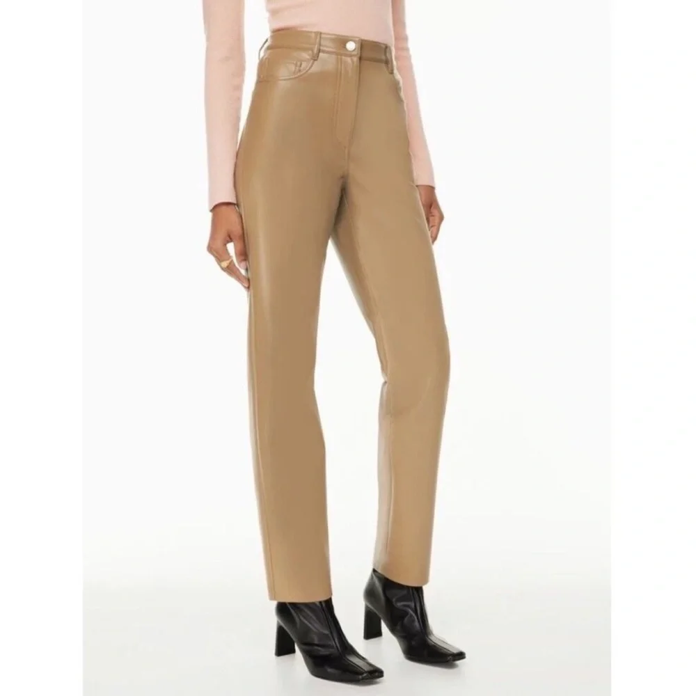 ARITZIA | Wilfred Melina Tan Vegan Leather Pants | SIZE 00 - Picture 1 of 5